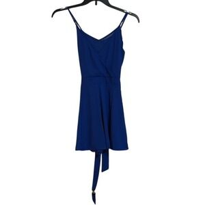 Express‎ Royal Blue Faux Wrap V Neck Spaghetti Strap Mini Dress Size 2